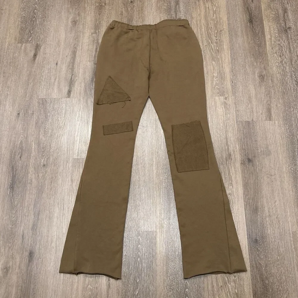 Valabasas Sweatpants Mens Large Brown Stacked Flare Pants Sweats Streetwear - Picture 7 of 10